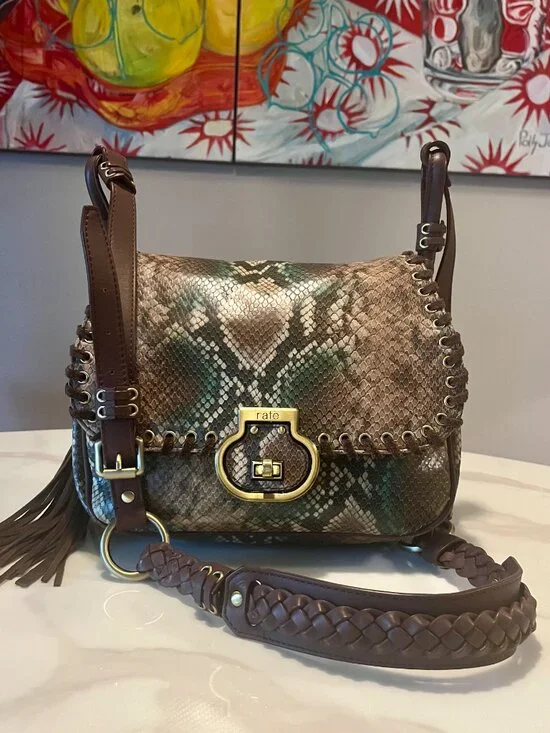 RAFE New York Snakeskin Embossed Leather Whipstitch Crossbody Bag - Picture 5 of 16